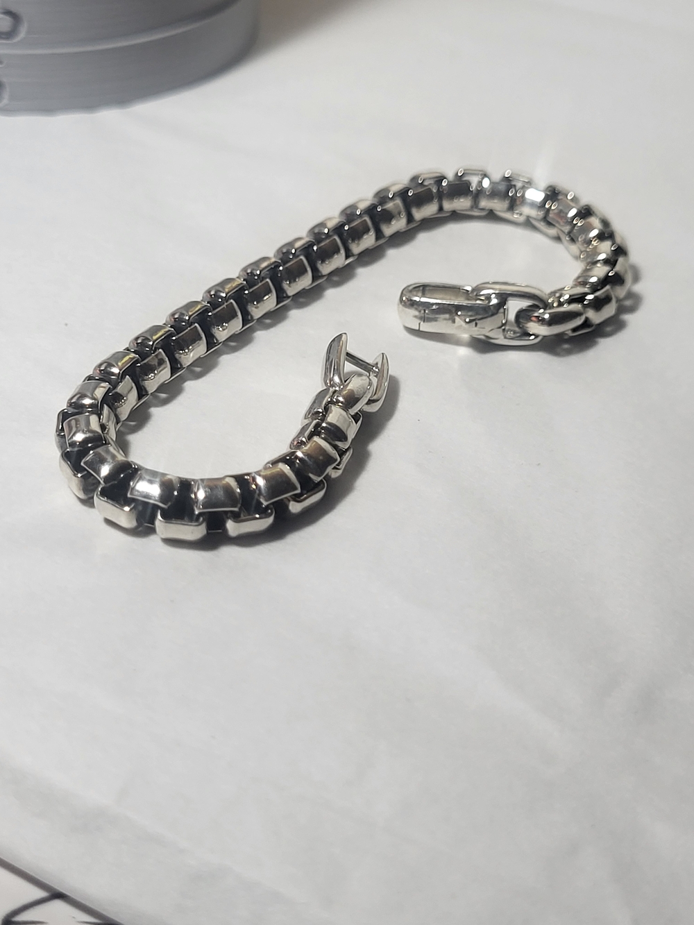 David Yurman Box Chain Silver Men's Bracelet Size Chart. #009b
